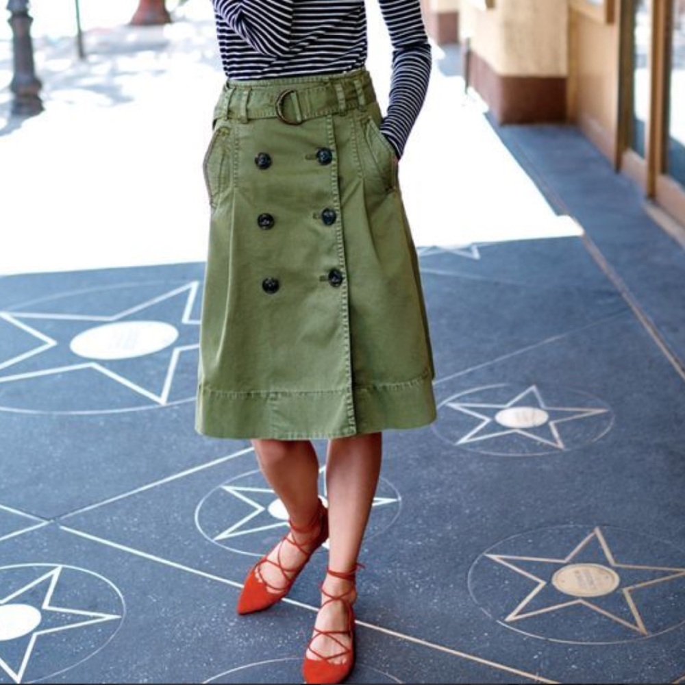 J. Crew Green A-Line Mini Cargo Skirt